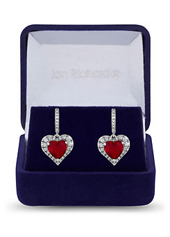 Jon Richard Rhodium Plated Cubic Zirconia Heart Earrings - Gift Boxed