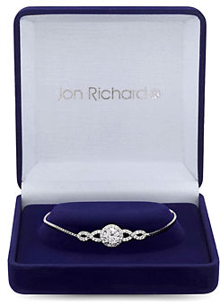 Jon Richard Silver Plated Cubic Zirconia Halo Infinity Crystal Toggle Bracelet - Gift Boxed