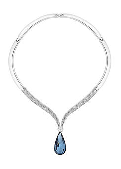 Jon Richard Silver Plated and Statement Blue Peardrop Necklace