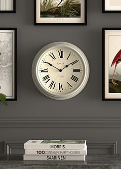 Jones Clocks Decorative Black Roman/Pepper Grey Wall Clock