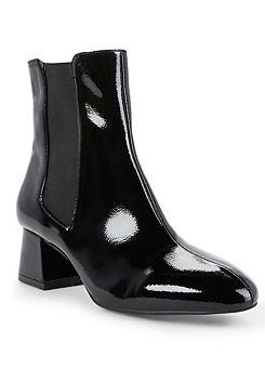 Kaleidoscope Black Patent Crinkle Ankle Boots