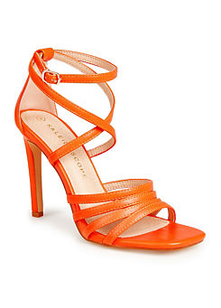 Kaleidoscope Bright Orange Colour Pop Strappy Heeled Sandals