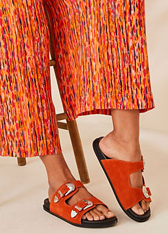 Kaleidoscope Orange Suede Double Buckle Sandals