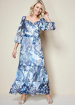 Kaleidoscope Print Bardot Maxi Dress