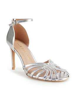Kaleidoscope Silver Cut-Out Ankle Strap Heeled Sandals
