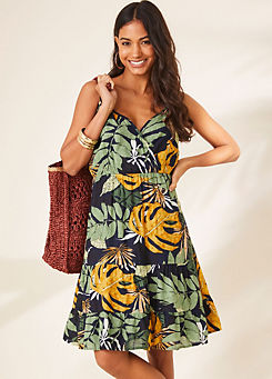 Kaleidoscope Tropical Tiered Wrap Dress