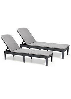 Keter Japiur Set of 2 Loungers with Cool Box