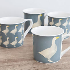 KitchenCraft Bone China Geese Fluted Shape Mug Set
