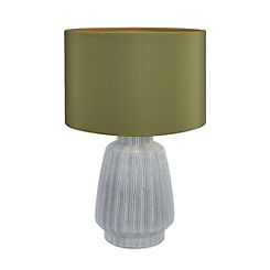 Kythira White Linear Design Stoneware Table Lamp