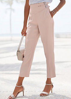LASCANA Cropped Decorative Buckle Trousers