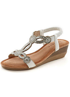 LASCANA Embellished Strap Wedge Sandals