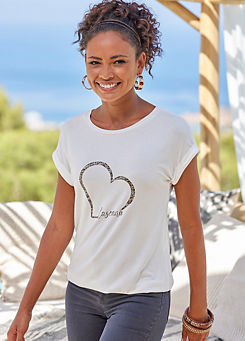 LASCANA Logo Print Short Sleeve T-Shirt