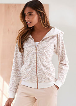 LASCANA Loungewear Leopard Print Hooded Jacket