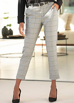 LASCANA Slip-On Checked Cropped Trousers