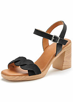 LASCANA Soft Leather Block Heel Sandals