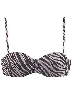 LASCANA Zebra Print Underwired Bandeau Bikini Top
