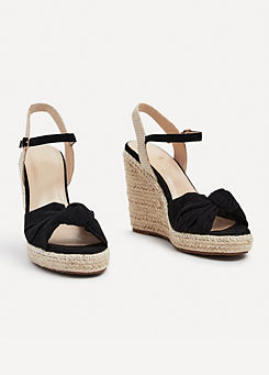 Linzi Rio Black Knotted Strap Wedges