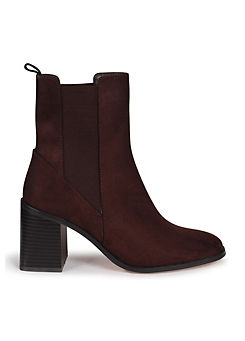 Linzi Treasure Brown Faux Suede Classic Heeled Chelsea Boots