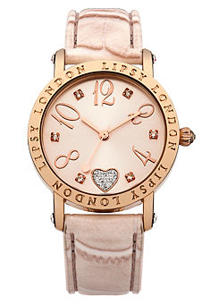 Lipsy Nude Strap Watch with Pale Rose Gold Sunray Dial