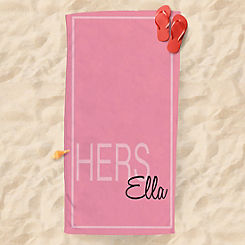 Lister Cartwright Personalised Name ’Her’ Pink Beach Towel