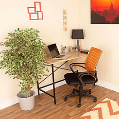 Loft Office 2 Drawer Oak Effect Desk With Metal Legs