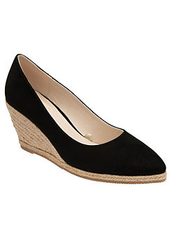 Lotus Black Giselle Wedge Court Shoes