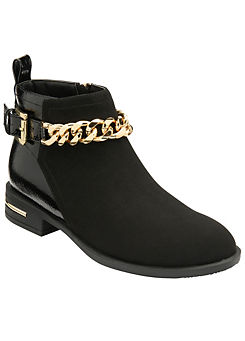 Lotus Chain Trim Ankle Boots