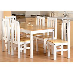Ludlow Wooden Table & 6 Chairs Dining Set
