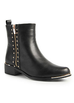 Lunar Exclusive Black Dual Studded Ankle Boots