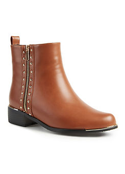 Lunar Exclusive Tan Dual Studded Ankle Boots