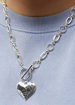 MOOD By Jon Richard Silver Molten Heart Ball Chain Long Pendant Necklace