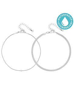 MOOD By Jon Richard Silver Polished Stainless Steel Simple Layered Bracelets - Pack of 2
