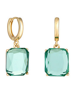 MOOD by Jon Richard Gold Green Emerald Cut Open Stone Huggie Hoop Earrings