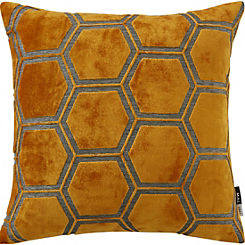Malini Ivor Hexagon Cut Velvet Feather Filled Cushion