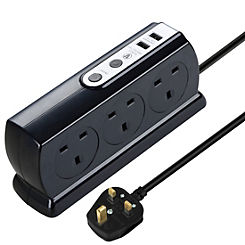 Masterplug Compact 6-Socket Surge Protected 2 USB Port Extension Lead - 2m