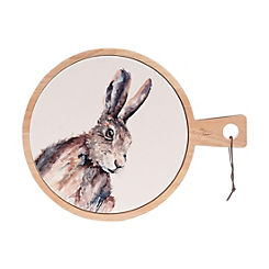 Meg Hawkins Rubber Wood & Ceramic Serving Board Hare 27 x 35 cms
