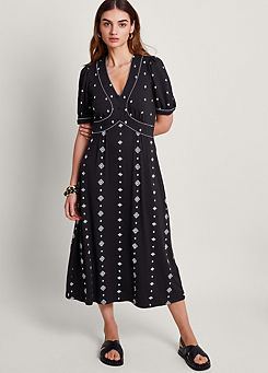 Monsoon Ethel Embroidered Jersey Dress