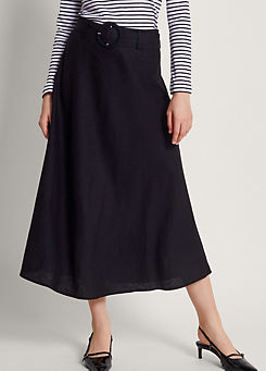 Monsoon Olive Belted Midi Skirt