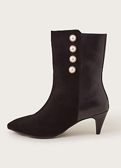 Monsoon Pearl Button Leather Ankle Boots
