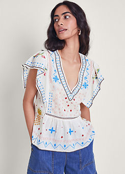 Monsoon Prue Pineapple Embroidered Top
