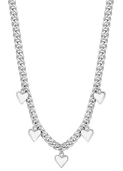 Mood By Jon Richard Recycled Silver Polished Puffed Charm Chain Necklace
