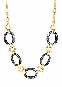 Mood By Jon Richard Two Tone Crystal & Polished Link Short Necklace
