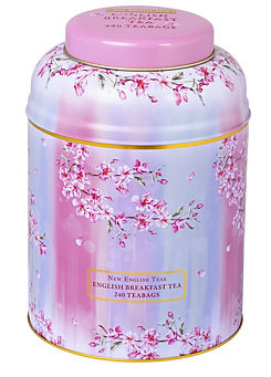 New English Teas Cherry Blossom Water Colour Deluxe Tea Caddy