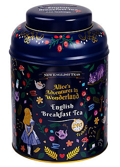 New English Teas Midnight Alice In Wonderland Tea Caddy With 240 English Breakfast Teabags