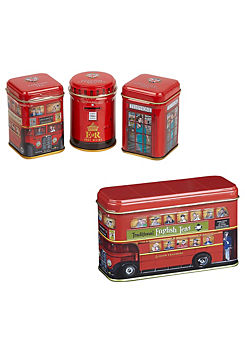 New English Teas Traditions Of Britain Tea Selection Mini Tin Gift Pack &London Bus Bundle