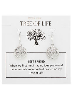 Notes From The Heart Tree of Life ’Best Friend’ Rhodium Plated Earrings