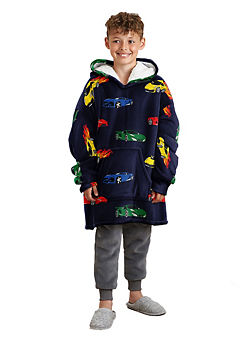 Online Home Shop Kids Car Racer Printed Hooded Fleece Blanket