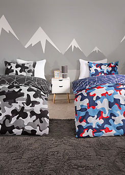 Online Home Shop Kids Pack of 2 Single Abstract Camo Print Reversible Duvet Sets
