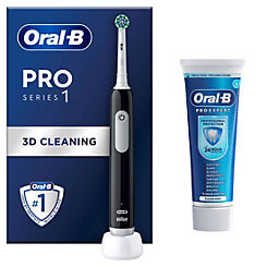 Oral-B Pro Series 1 Black Electric Toothbrush + Toothpaste, Designed by Braun