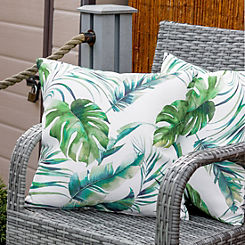Pair of Botanical Leaf Outdoor Scatter Cushions